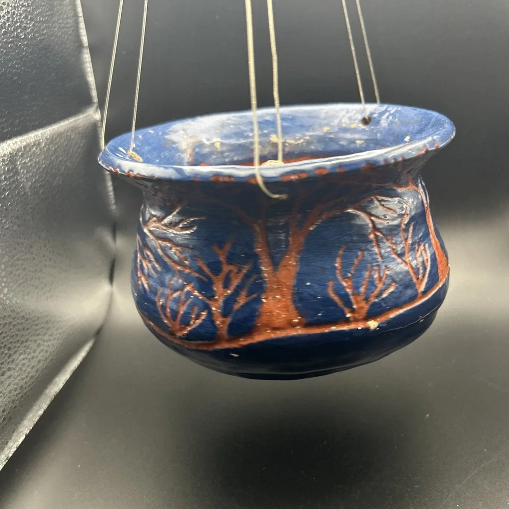 VTG Handmade Hanging Pottery Pot Planter 3 1/2